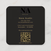 Monogram Luxe Trendy Aesthetic Gold Black QR Code Quadratische Visitenkarte (Rückseite)