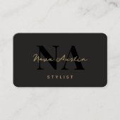 Monogram Luxe Trendy Aesthetic Gold Black QR Code Visitenkarte (Vorderseite)