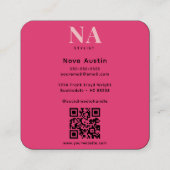 Monogram Luxe Trendy Aesthetic Hot Pink QR Code Quadratische Visitenkarte (Rückseite)