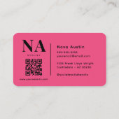 Monogram Luxe Trendy Aesthetic Hot Pink QR Code Visitenkarte (Rückseite)