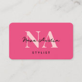Monogram Luxe Trendy Aesthetic Hot Pink QR Code Visitenkarte (Vorderseite)