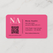 Monogram Luxe Trendy Aesthetic Hot Pink QR Code Visitenkarte (Rückseite)