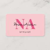 Monogram Luxe Trendy Aesthetic Hot Pink QR Code Visitenkarte (Vorderseite)