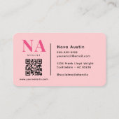 Monogram Luxe Trendy Aesthetic Hot Pink QR Code Visitenkarte (Rückseite)