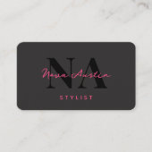 Monogram Luxe Trendy Aesthetic Hot Pink QR Code Visitenkarte (Vorderseite)
