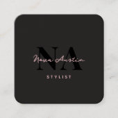 Monogram Luxe Trendy Ästhetik Pink Black QR Code Quadratische Visitenkarte (Vorderseite)