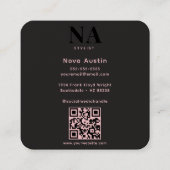 Monogram Luxe Trendy Ästhetik Pink Black QR Code Quadratische Visitenkarte (Rückseite)
