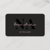 Monogram Luxe Trendy Ästhetik Pink Schwarz QR Code Visitenkarte (Vorderseite)