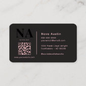 Monogram Luxe Trendy Ästhetik Pink Schwarz QR Code Visitenkarte (Rückseite)