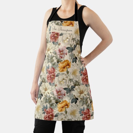 Monogram Luxe Vintag Style Artistic floral Schürze (InSitu)