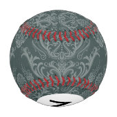 Monogram Luxuriöse Tapete aus grüner Blumenmatte Baseball (Rückseite)