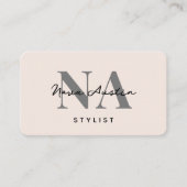 Monogram Luxury Ästhetischer Blush Pink QR Code Visitenkarte (Vorderseite)