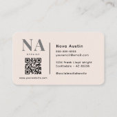 Monogram Luxury Ästhetischer Blush Pink QR Code Visitenkarte (Rückseite)