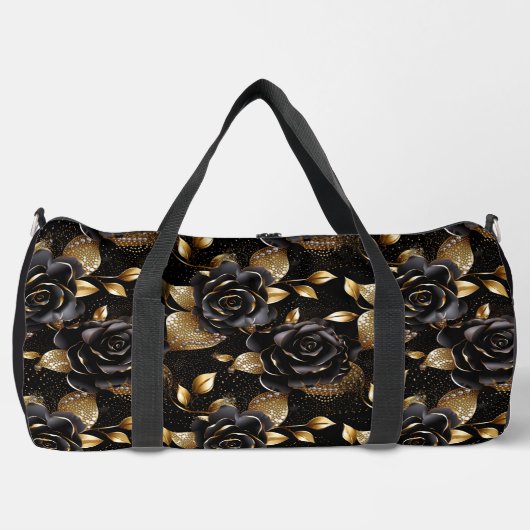 Monogram Luxury Black Rose Floral Pattern Duffle Bag (Vorderseite)
