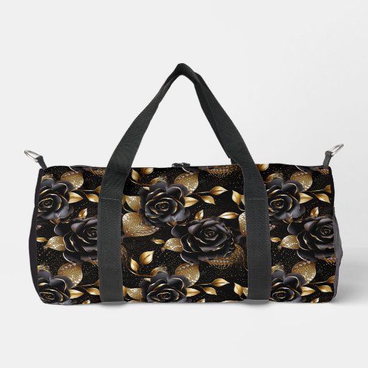 Monogram Luxury Black Rose Floral Pattern Duffle Bag (Vorderseite)