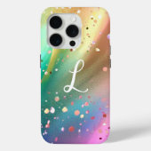 Monogram Luxury Glitzer Rainbow Case-Mate iPhone Hülle (Rückseite)