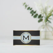 Monogram Luxury Gold Metallic Banner Black Mesh Visitenkarte (Stehend Vorderseite)