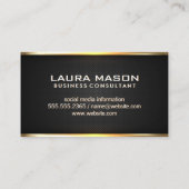 Monogram Luxury Gold Metallic Banner Black Mesh Visitenkarte (Rückseite)