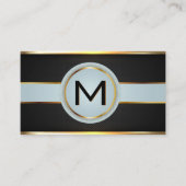 Monogram Luxury Gold Metallic Banner Black Mesh Visitenkarte (Vorderseite)