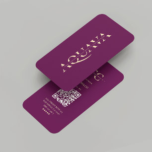 Monogram Luxus Lila Gold Visitenkarte