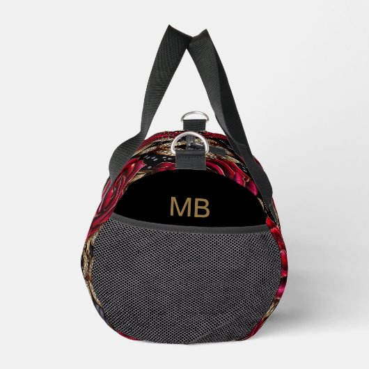 Monogram Luxus Rote Rose Blumenmuster Duffle Bag (Rechts)