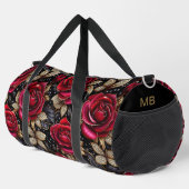 Monogram Luxus Rote Rose Blumenmuster Duffle Bag (Rechte Ecke)