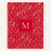 Monogram Luxus Rotgold-Blattmuster Festlich Notizblock (Vorderseite)