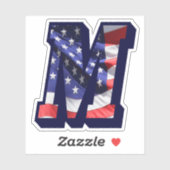 Monogram M American Flag Letter M Initial USA Aufkleber (Blatt)