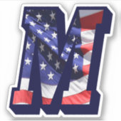 Monogram M American Flag Letter M Initial USA Aufkleber (Vorderseite)