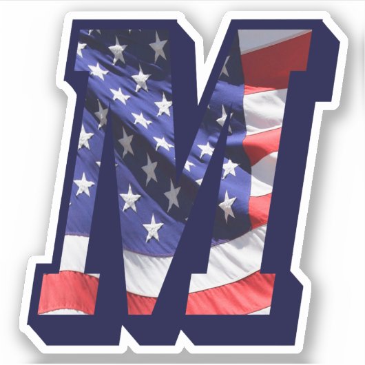 Monogram M American Flag Letter M Initial USA Aufkleber (Vorderseite)