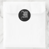 Monogram M Aufkleber Altsenglischer Stil Schwarz-w (Tasche)