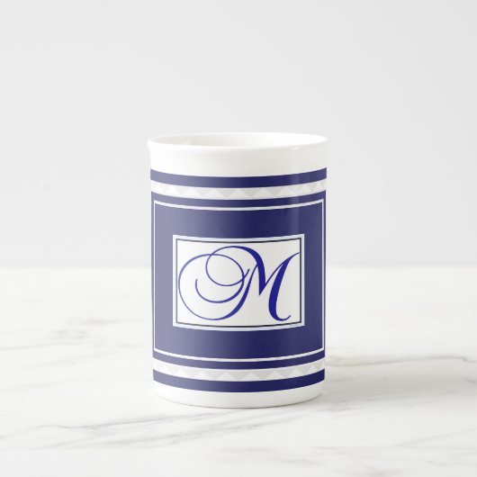 Monogram M Blue White Porzellantasse (Vorderseite)