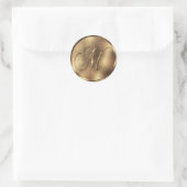 Monogram M Bronze Wedding Invitation Holiday Runder Aufkleber (Tasche)