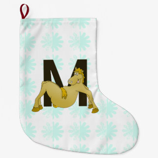 Monogram M Cartoon Pony Personalisiert Großer Weihnachtsstrumpf