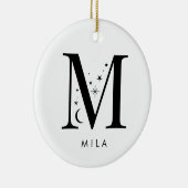 Monogram M Celestie Name Keramik Ornament (Rechts)