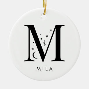 Monogram M Celestie Name Keramik Ornament