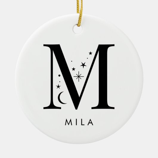 Monogram M Celestie Name Keramik Ornament (Vorne)