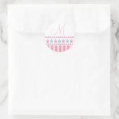 Monogram M Cupcakes Pinstripes Pink Blue Aufkleber (Tasche)