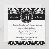 Monogram M Damask Black Wedding Einladungen (Rückseite)