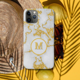 Monogram M elegantes Muster aus weißem und goldene Case-Mate iPhone Hülle