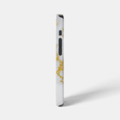 Monogram M elegantes Muster aus weißem und goldene iPhone Hülle (Linke Seite)