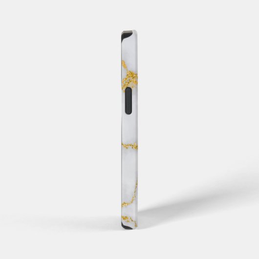 Monogram M elegantes Muster aus weißem und goldene iPhone Hülle (Rechte Seite)