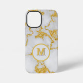 Monogram M elegantes Muster aus weißem und goldene iPhone Hülle (Rückseite)