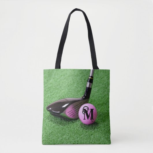 Monogram M Extravagant Script Pink Golf Ball & Clu Tasche (Vorderseite)