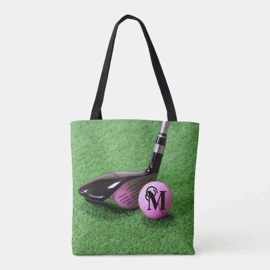 Monogram M Extravagant Script Pink Golf Ball & Clu Tasche (Rückseite)