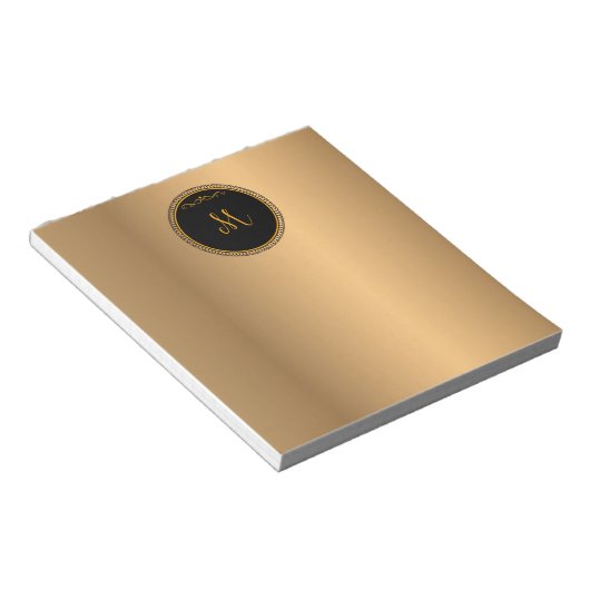 Monogram M, gold und schwarz, Notepad Notizblock (angewinkelt)