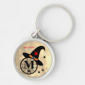 Monogram M Halloween Sky Hexenspinnen Name Schlüsselanhänger (Vorne)