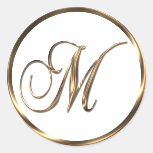 Monogram M Imitate Bronze Runder Aufkleber (Vorderseite)
