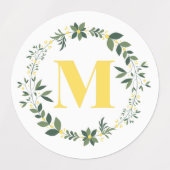 Monogram M in Gold/Lemon mit floralen Klingelklamm Etiketten (Design 2)