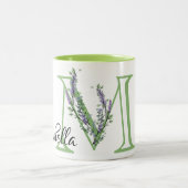Monogram M Lavendel Eucalyptus Zweifarbige Tasse (Mittel)
